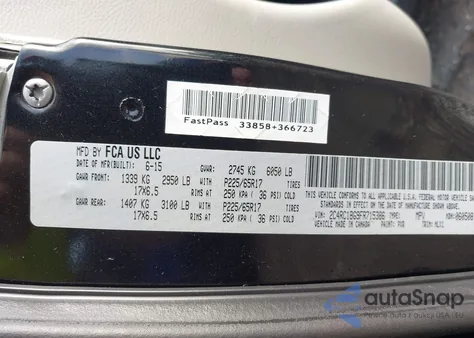 2015 Chrysler Town & Country Touring from USA, damaged, VIN 2C4RC1BG9FR715386